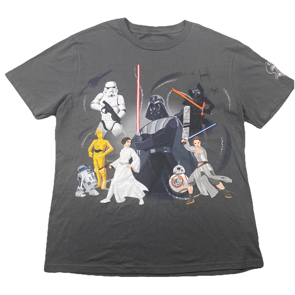 Disney Store Star Wars Saga Graphic T-Shirt Mens Large Gray Organic Cotton NWT